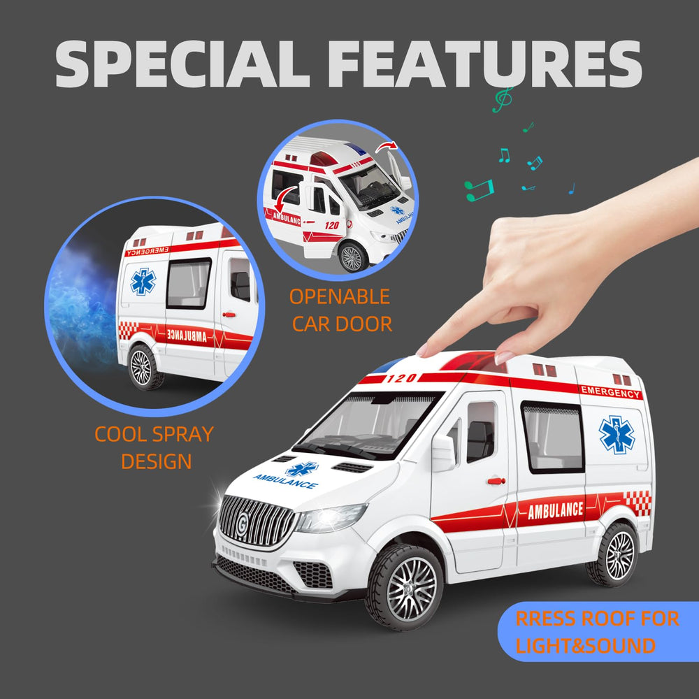 Yalujumb ambulance toy with lights and sounds to spark role-play scenarios.