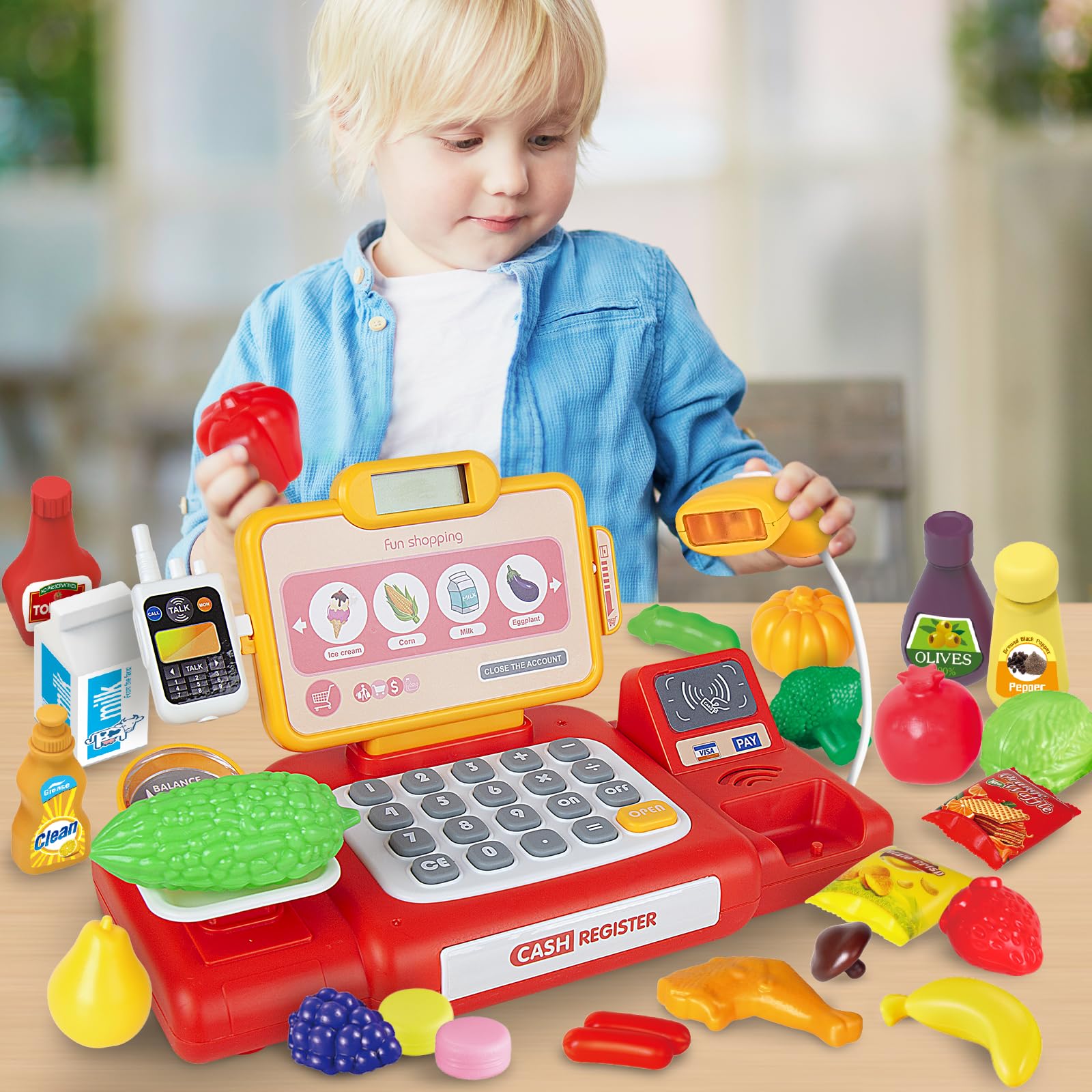 Yalujumb balance scale encourages careful counting during pretend shopping