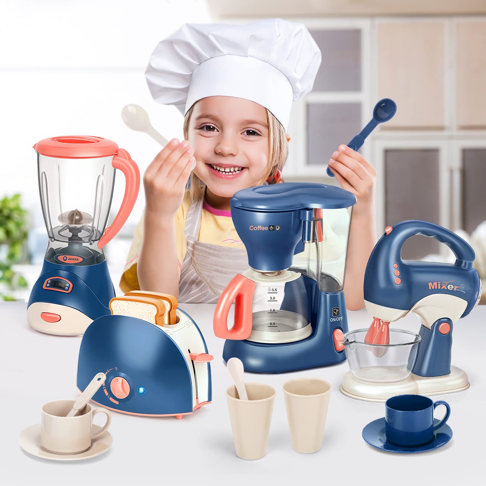 Yalujumb mixer toy with rotating whisk for realistic cooking role play.