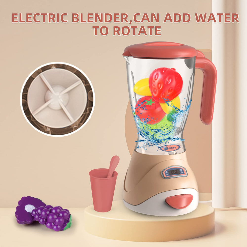 Yalujumb Play Kitchen blender with rotating blades and fillable jar.