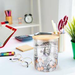Yamahiko durable PET material coin bank stays sturdy and visible at home