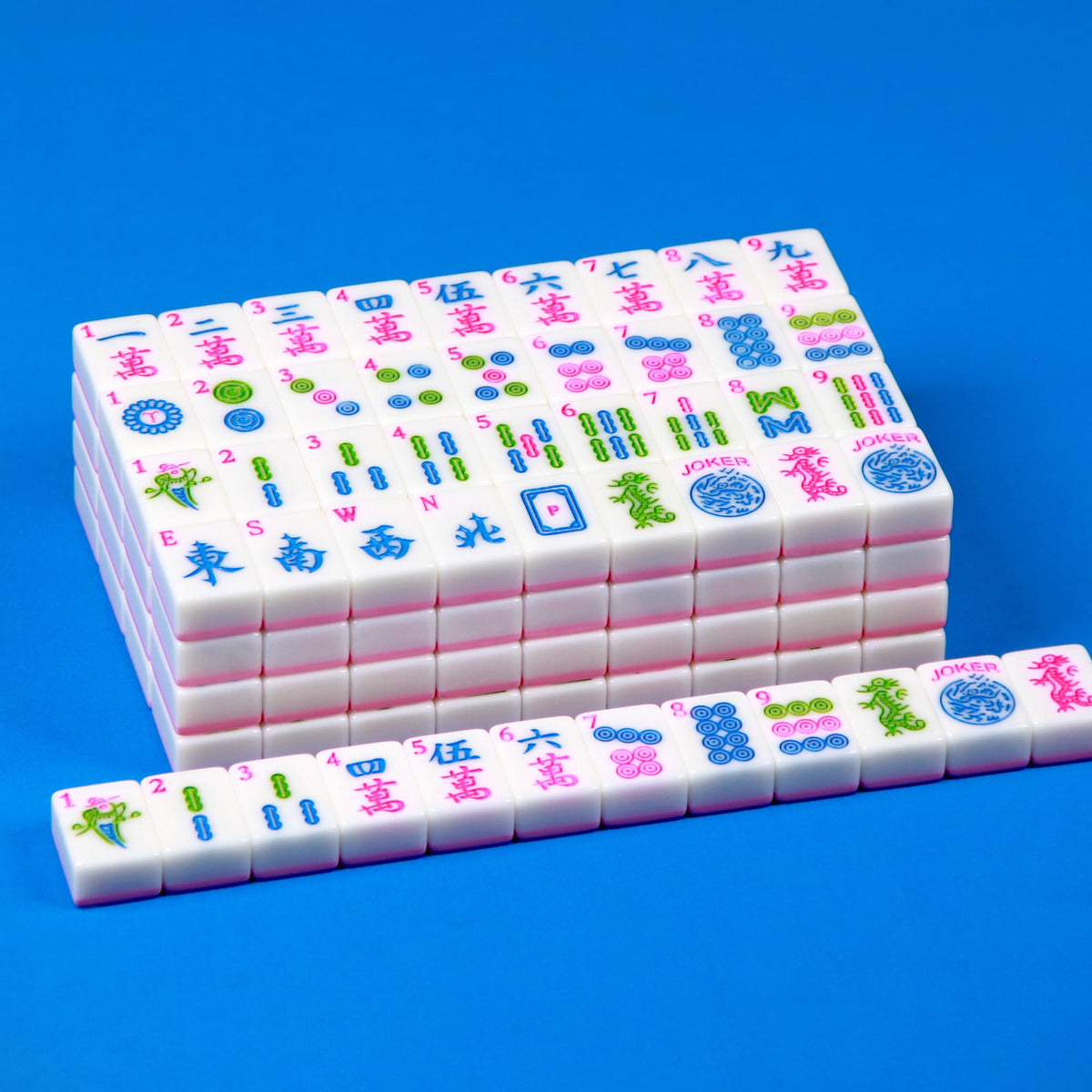 YANMEIYA Pink American Mahjong tiles 166-piece set on table for family game night