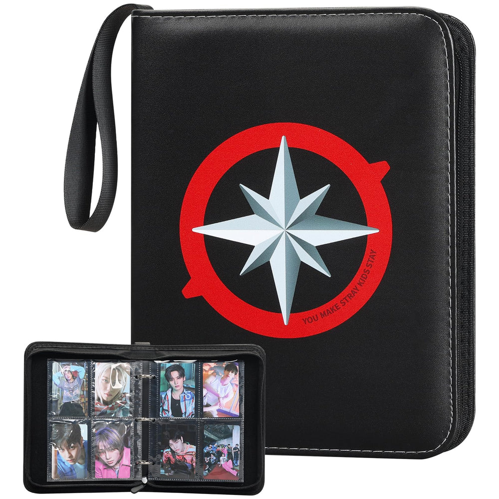 Yanmzmin Stray Photocards Binder front cover shows durable PU leather protection for long-term storage.