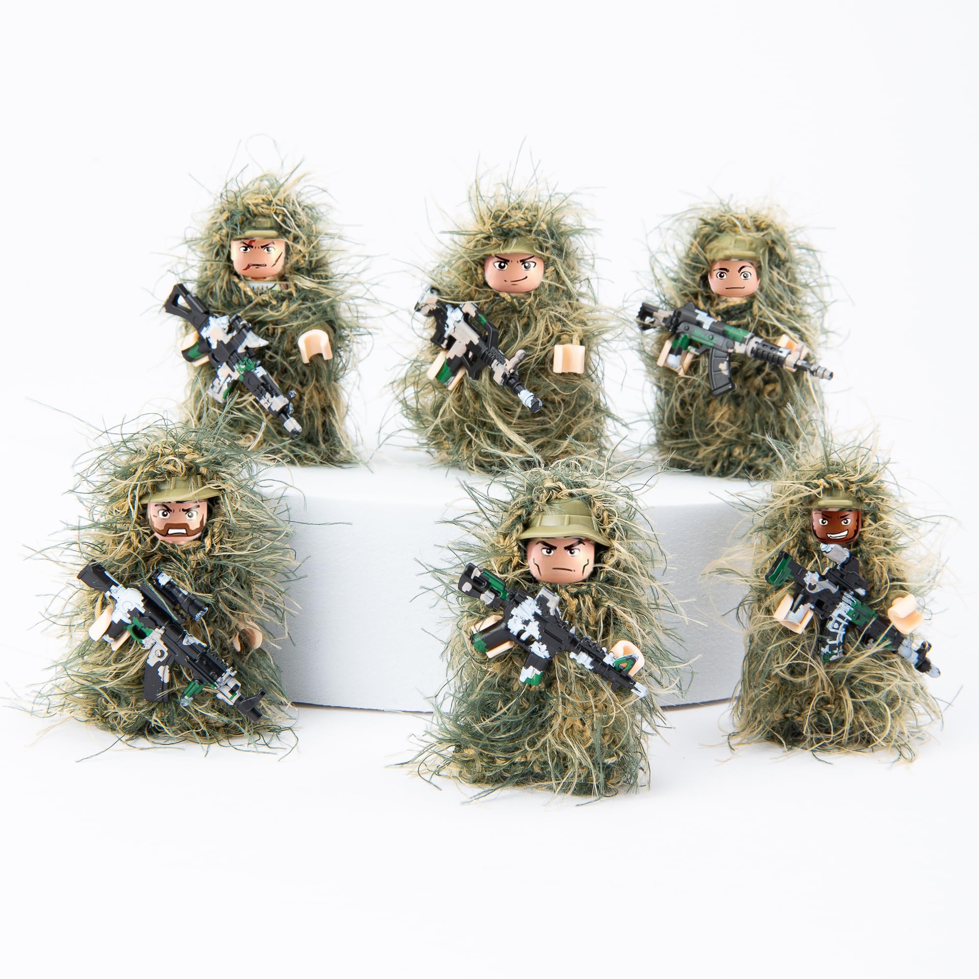 Yanscian military camouflage soldier figure in ghillie suit for immersive display