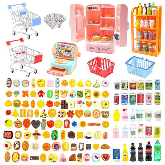 Yanvitrial mini shopping cart front view for dollhouse pretend play