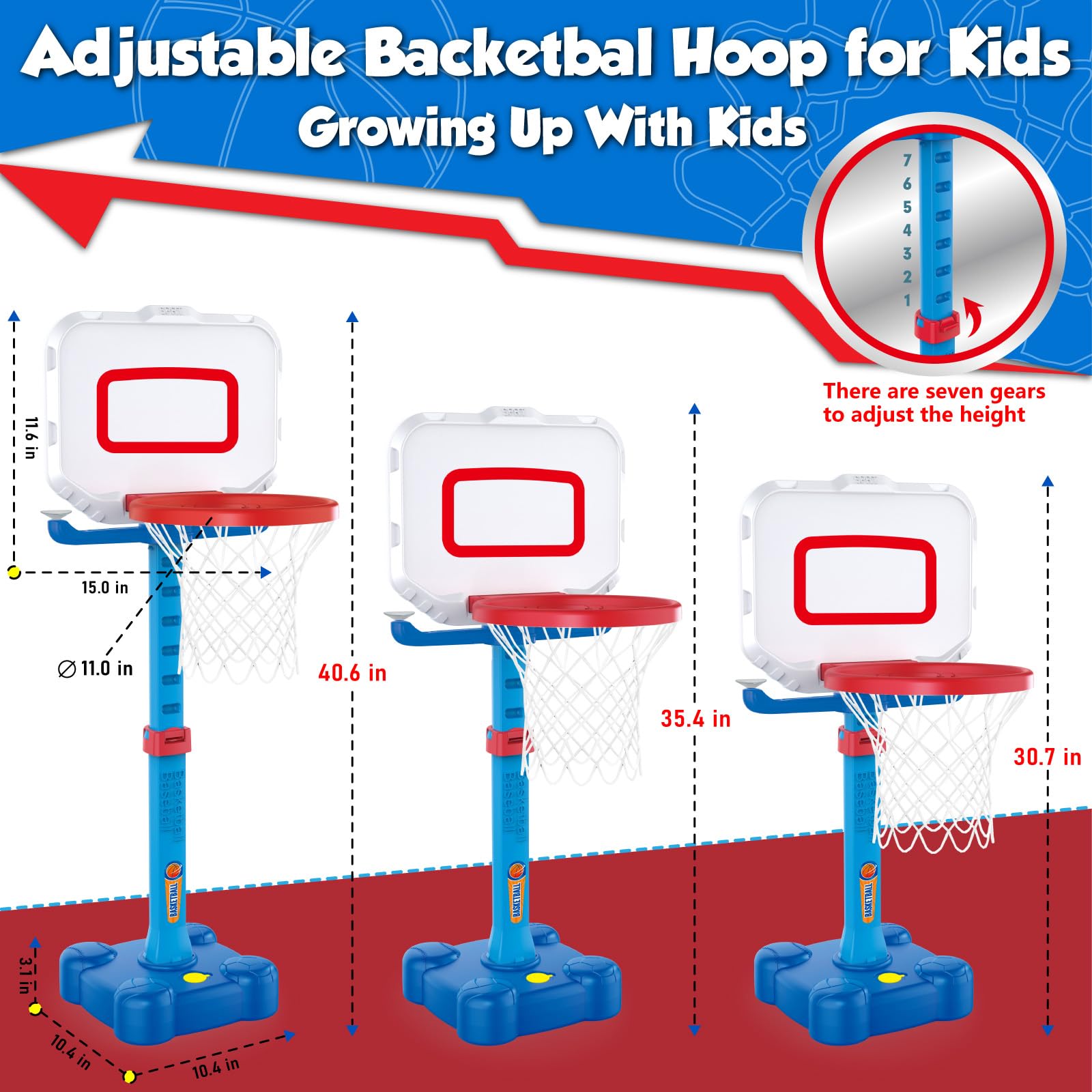YAOASEN wide blue base provides stable stand during active sessions.