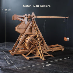 YAQUMW trebuchet scale-model detail highlighting mechanical precision