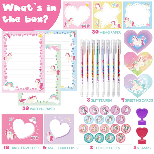 Yasest unicorn stationery glitter pens image showcases vibrant colors for creative writing