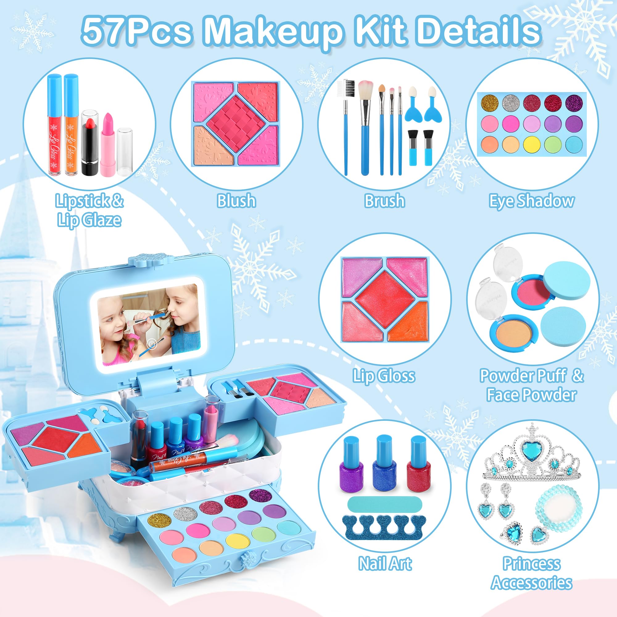 YasinKidz eyeshadow palette and blush set for colorful dress-up moments