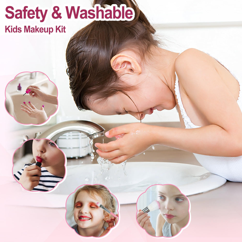Glass mirror offers clear reflection for precise, non-distorted pretend application.