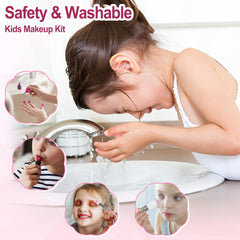 Glass mirror offers clear reflection for precise, non-distorted pretend application.