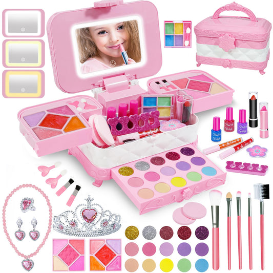 YasinKidz 60in1 makeup kit with LED mirror for creative, safe pretend play.