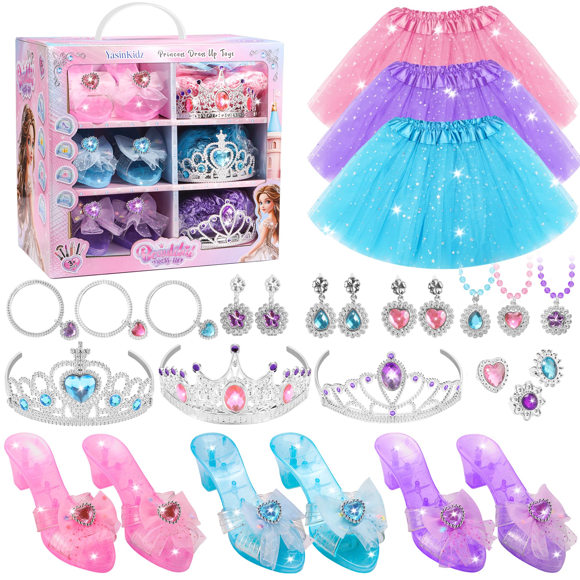 YasinKidz princess dress-up skirts with star sequins for imaginative role-play.