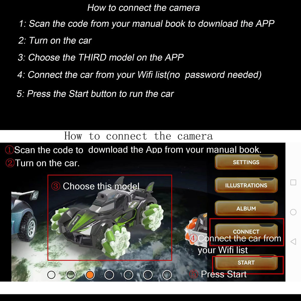 Yasola RC car 720p camera view for real-time driving footage.