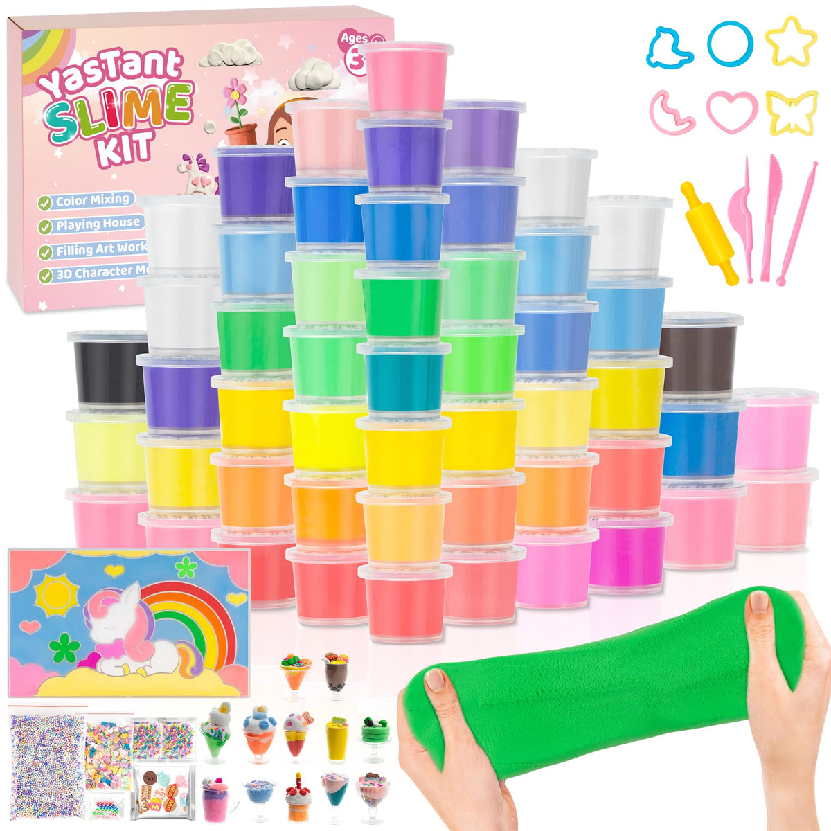 YasTant butter slime kit offers 56 colors for creative, mess-free play