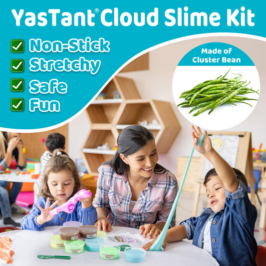 YasTant blue butter slime with foam texture, ideal for sensory shaping.