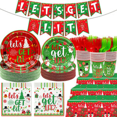 Yavxzvbw Let’s Get Lit banner adds festive decor for Christmas parties
