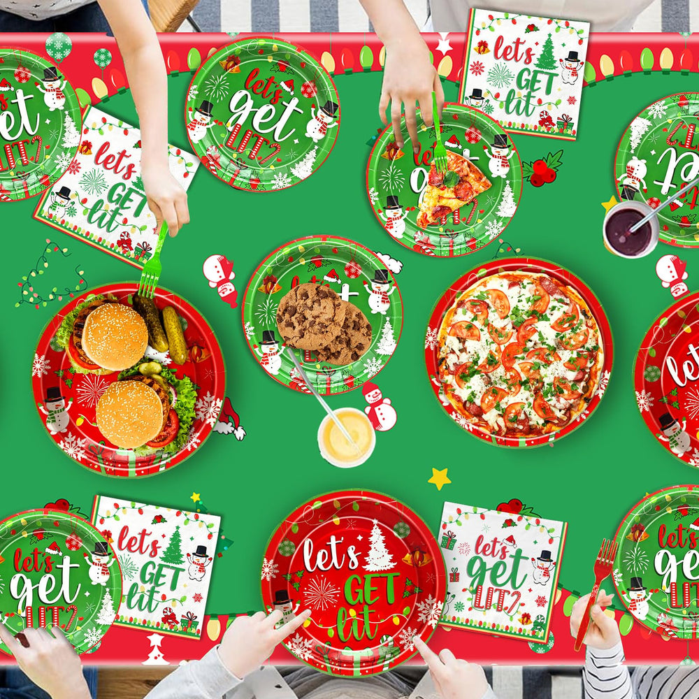 Yavxzvbw Let’s Get Lit party set brings cohesive Christmas tableware to gatherings