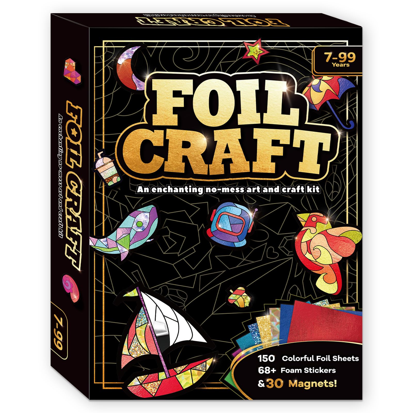 Yazhiji foil art kit mermaid mega mess package promotes mess-free creativity.