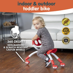 YBIKE Pewi red seat closeup emphasizing soft padding and comfort
