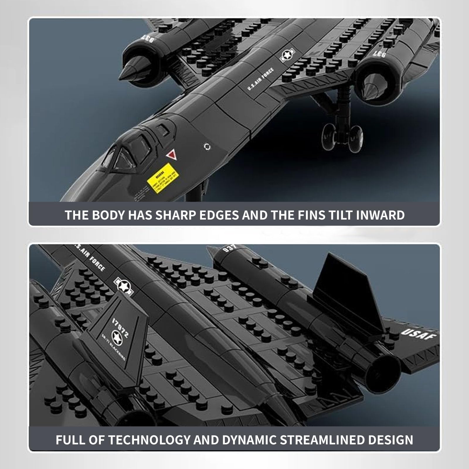 YBLOCK SR-71 spinning propellers for realistic action during play.