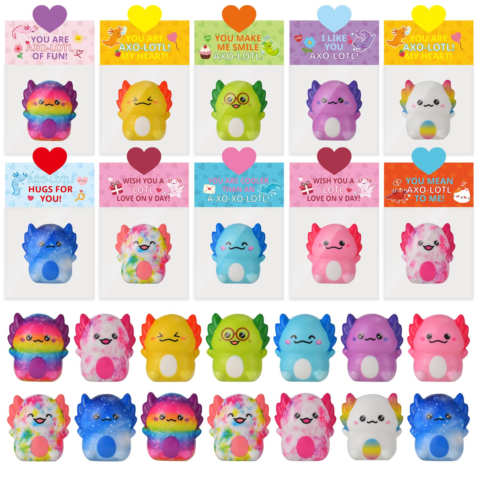 YBSOP Axolotl slow rising toys in 24-pack, colorful and engaging for kids