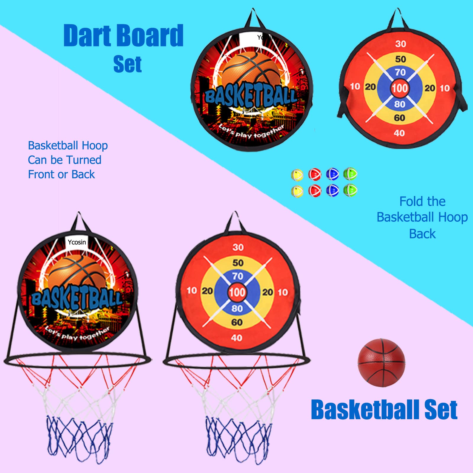 Ycosin kids basketball hoop for indoor and outdoor use.