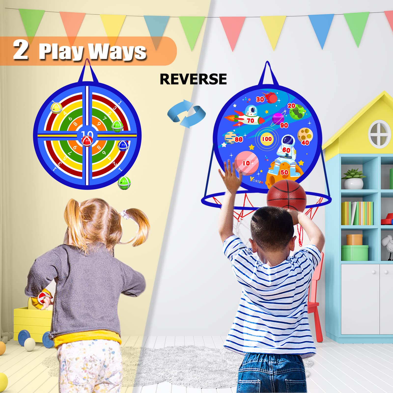 Ycosin safe dart board with 8 sticky balls for social play.
