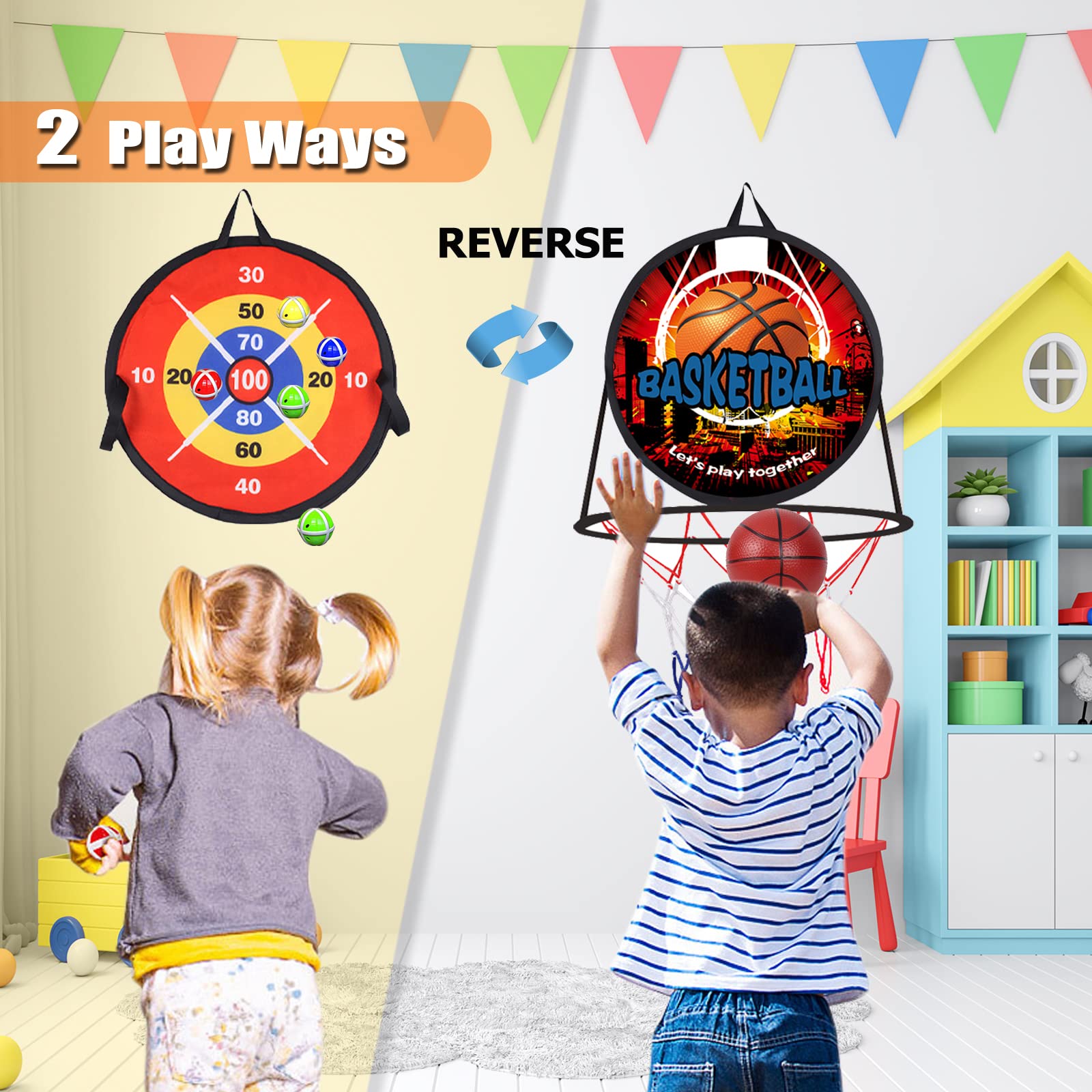 Ycosin sticky balls for multi-player dart game.