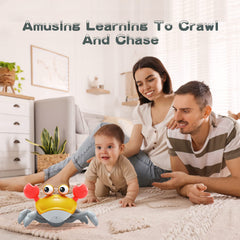 Yeaye Crawling Crab Toy bright colors captivate baby attention and stimulate visual exploration.