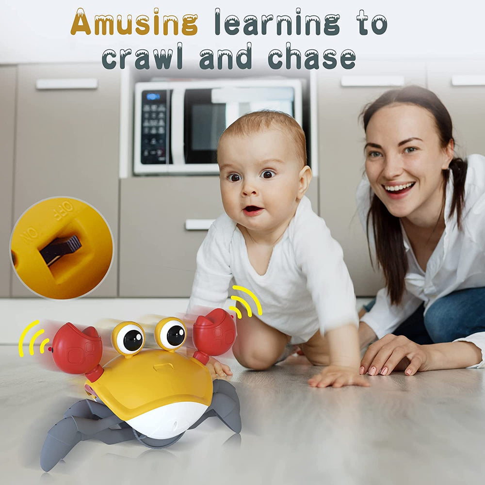Yeaye Crawling Crab Toy eye-tracking movement encourages baby focus and limb coordination.