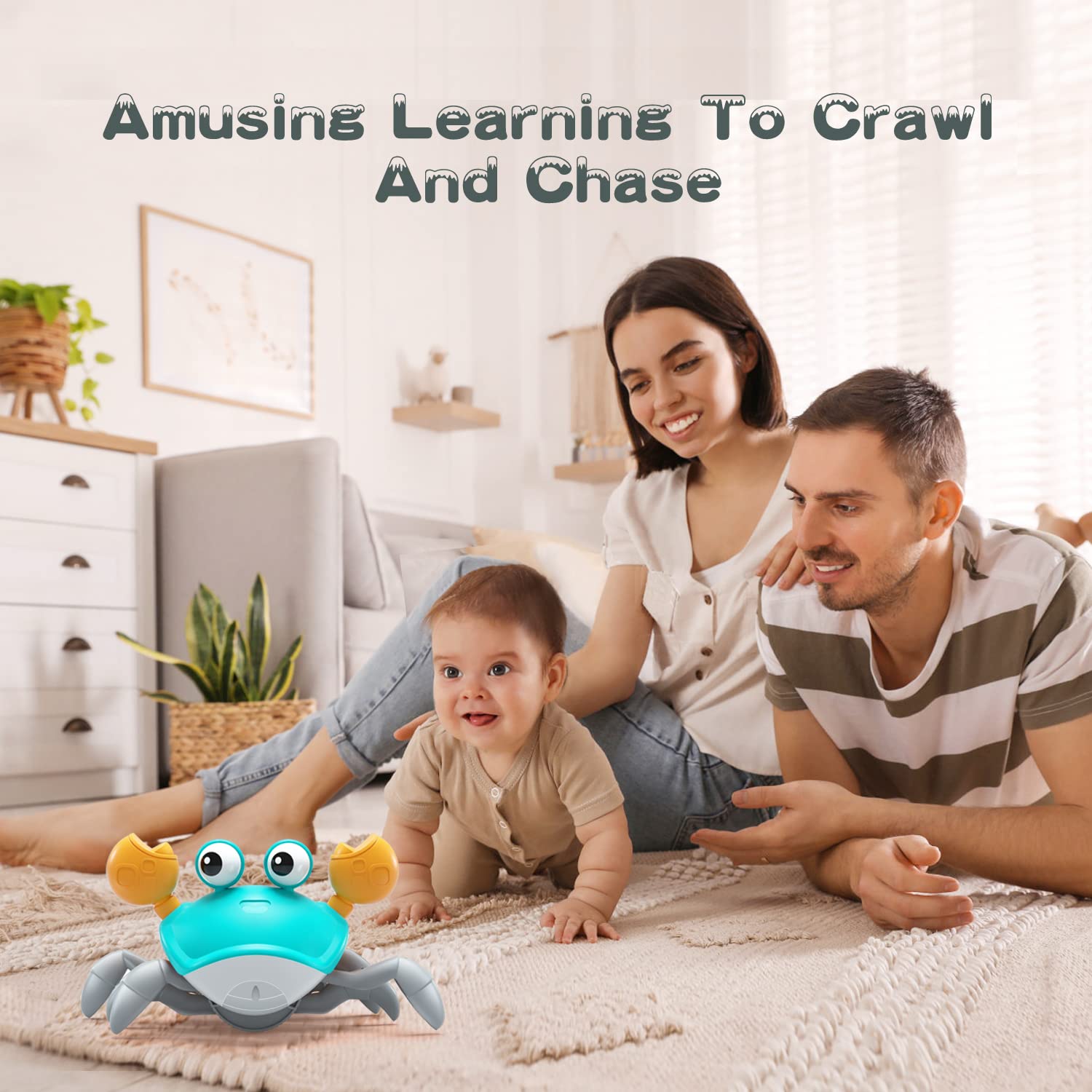Yeaye Crawling Crab demonstrates sideways walking to encourage baby movement.