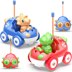 Yeaye Toddler RC Car blue, kid-friendly indoor fun with flashing headlights.
