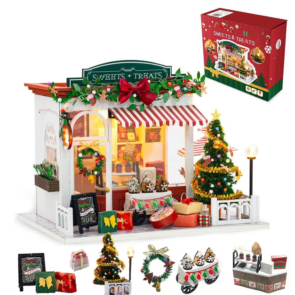 Yeconire Christmas miniature dollhouse kit ready for DIY crafting and festive décor.