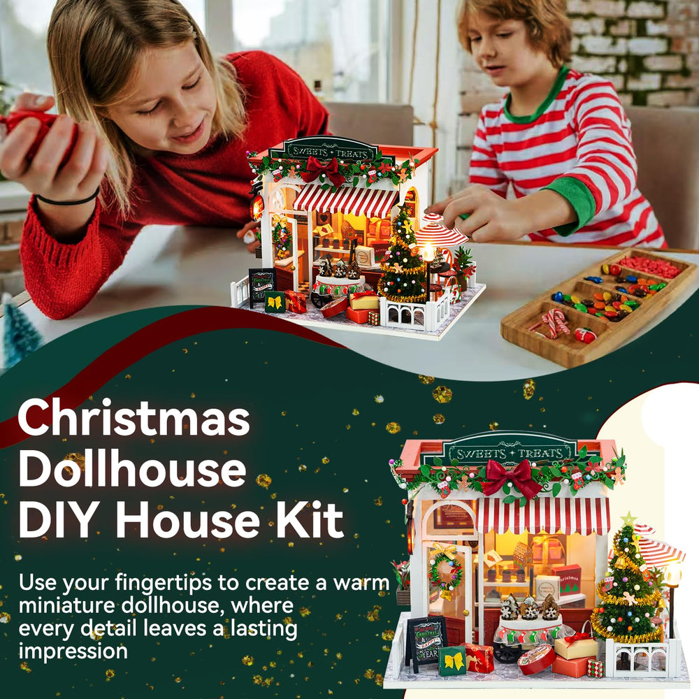 Yeconire finished mini house showcases charming Christmas village ambience.