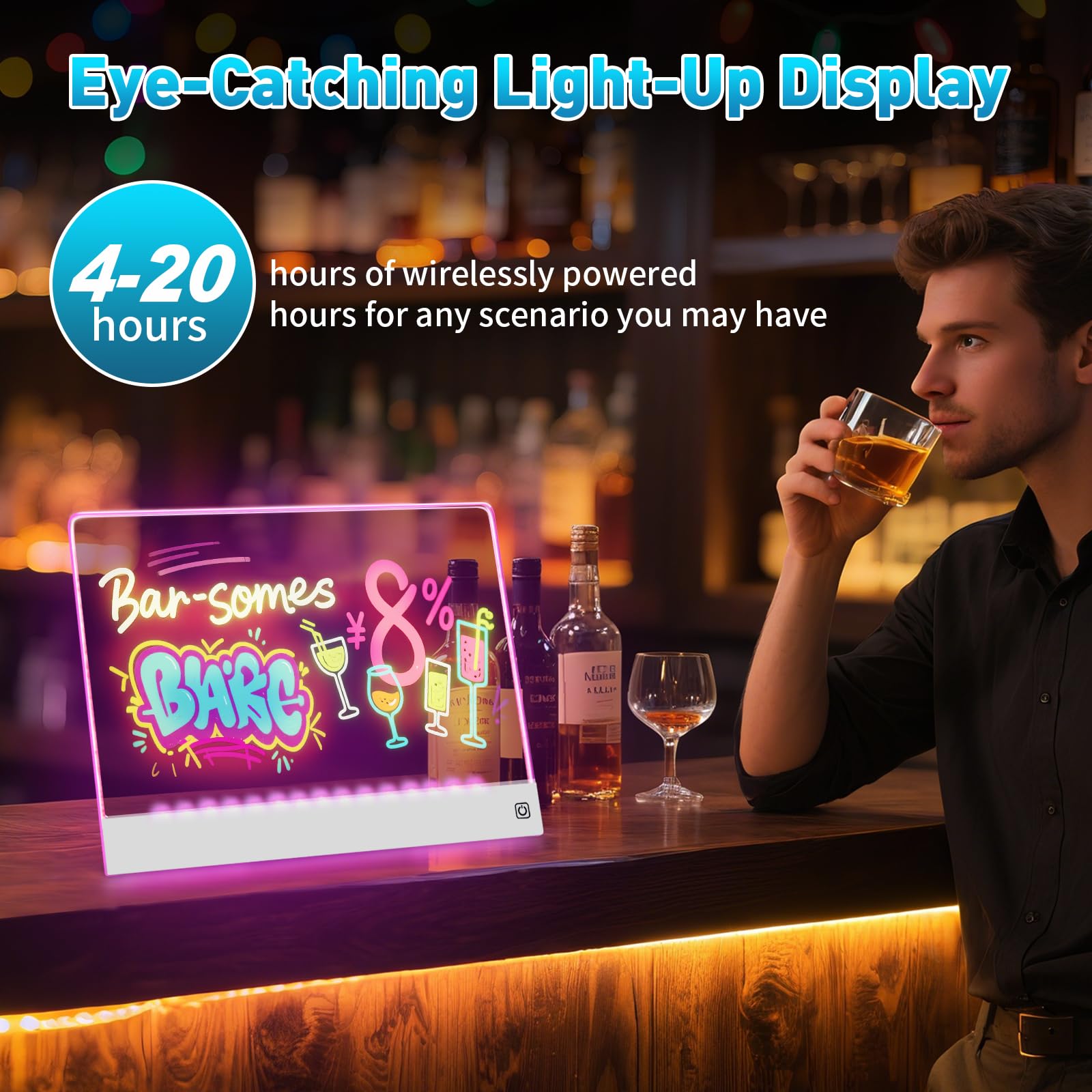 Yecuip Lumi Board shows cordless drawing thanks to its rechargeable battery.
