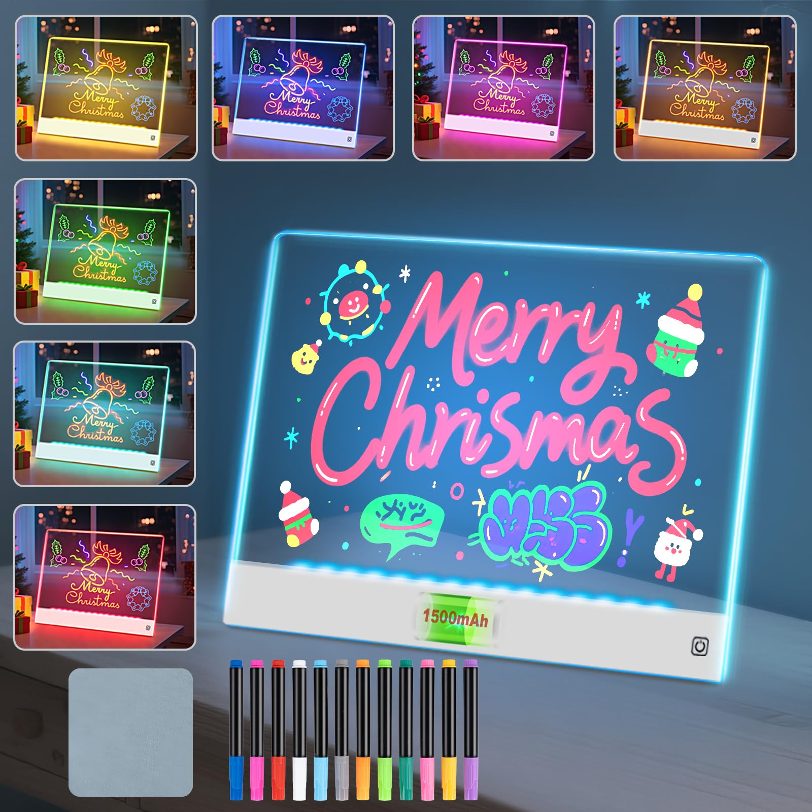 Yecuip Lumi Board with seven colors for glowing kid drawings during playtime.