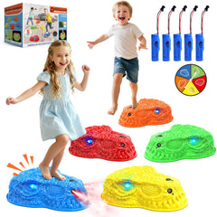 YEE BY ONE dinosaur stepping stones with LED lights and mist for engaging sensory play.