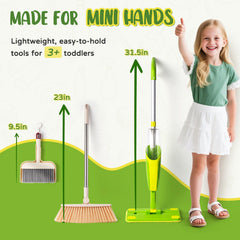 Yeeammk Kids Cleaning Toy Set dustpan promotes tidy-up play and motor skills.