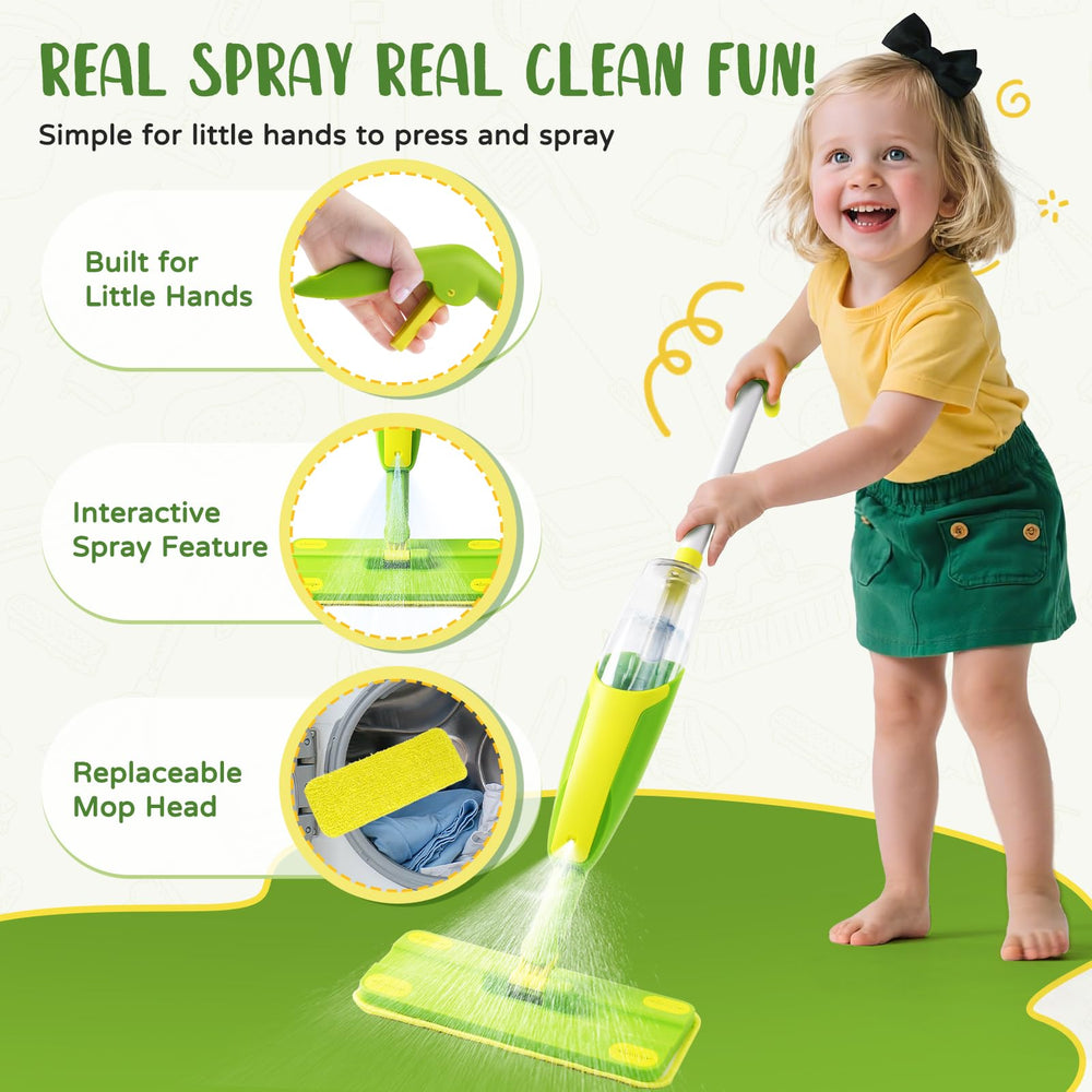 Yeeammk Kids Cleaning Toy Set toddler broom supports coordinated pretend cleaning sessions.