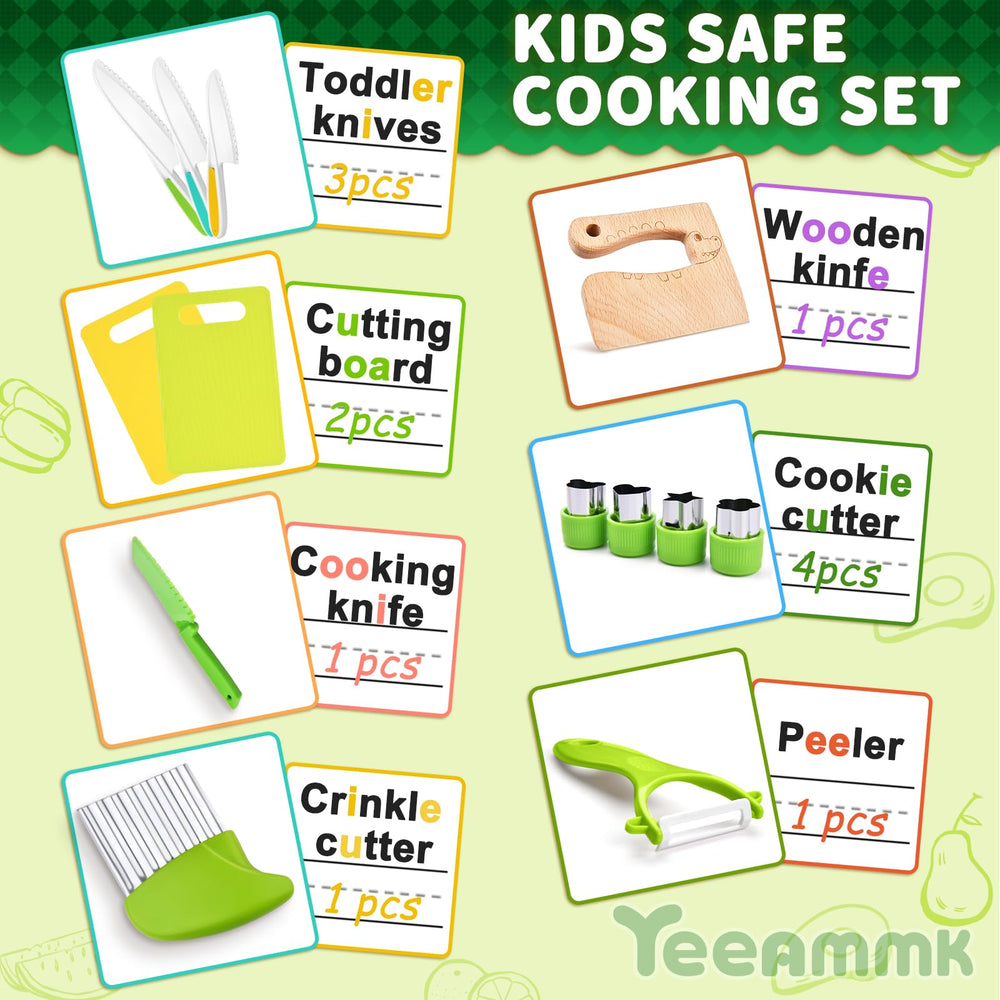 Yeeammk kids cooking knife designed for small hands during kitchen play.