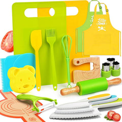 Yeeammk Montessori 21-piece kitchen tools in playful packaging.