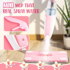 Yeeammk pink mini spray mop doll care scene fosters nurturing play and motor skill practice.