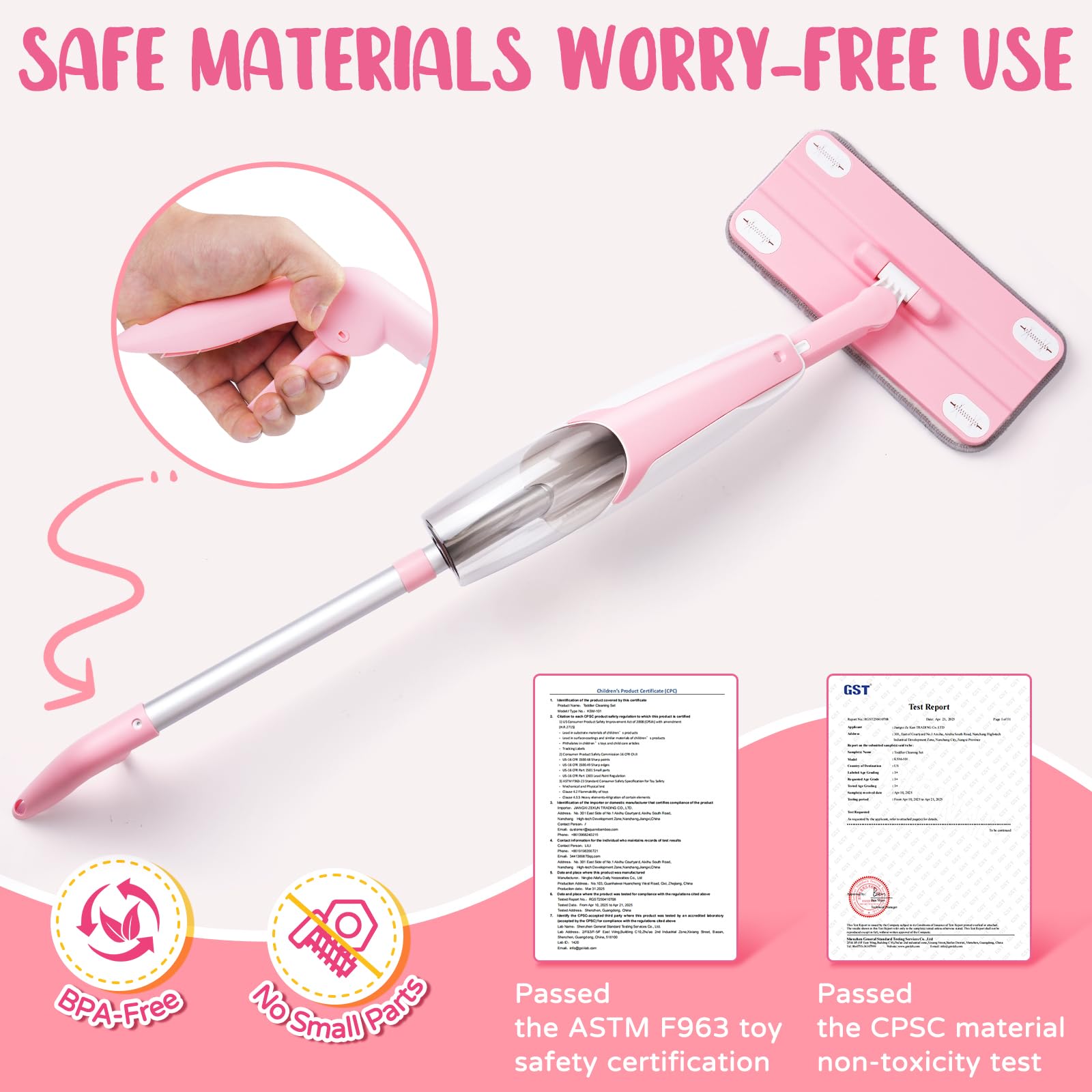 Yeeammk pink mini spray mop spray action encourages imaginative cleaning play.