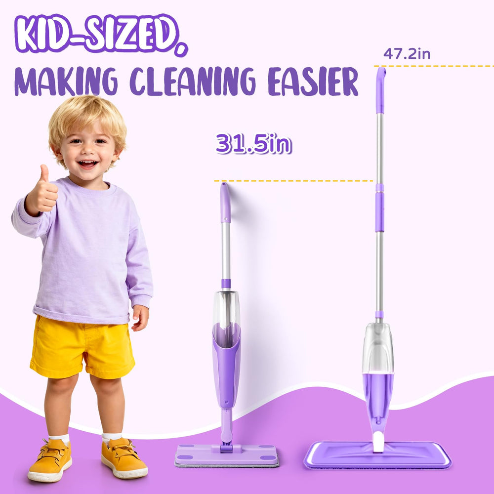 Yeeammk Purple Mini Spray Mop featuring real spray water for authentic cleanup play.