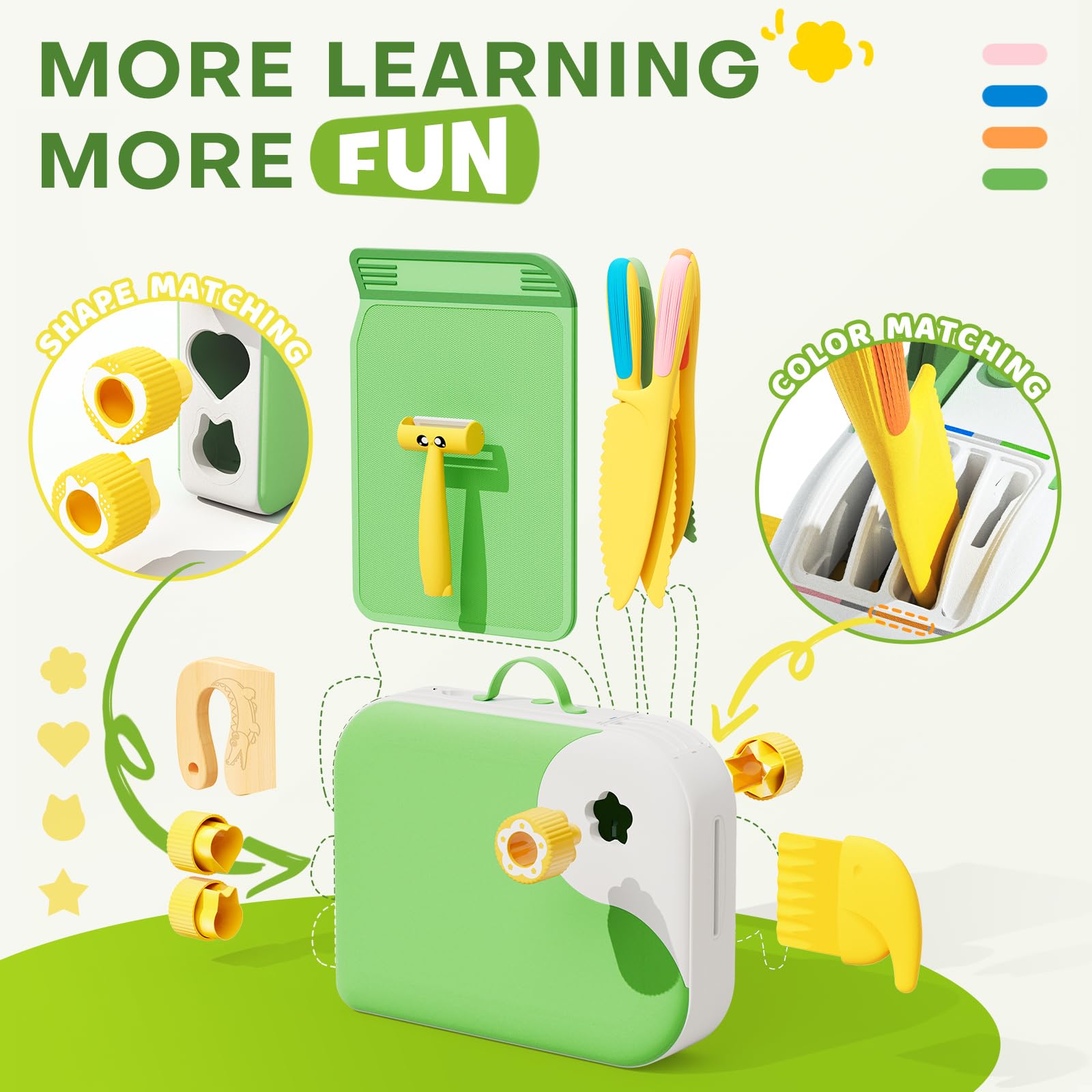Yeeammk toddler knife set with PP material and no sharp edges.