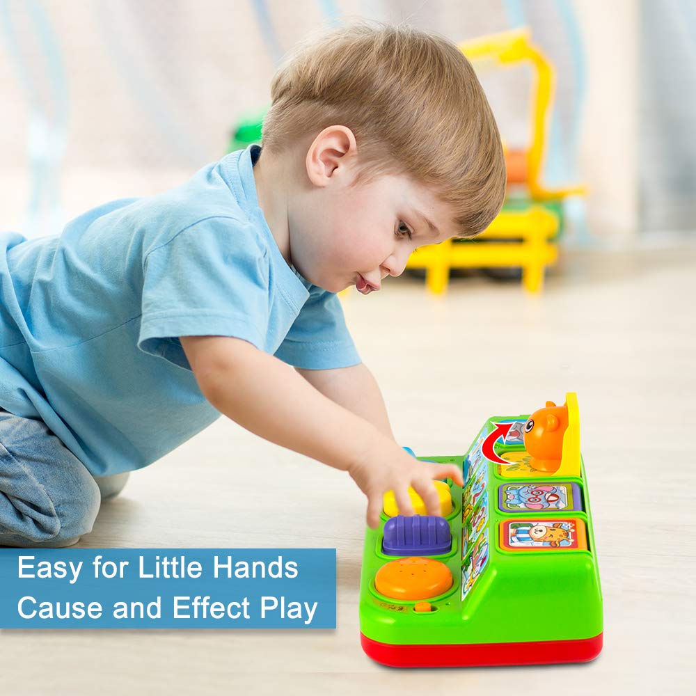 YEEBAY pop-up animals toy light mode uses flashing cues to aid recognition.