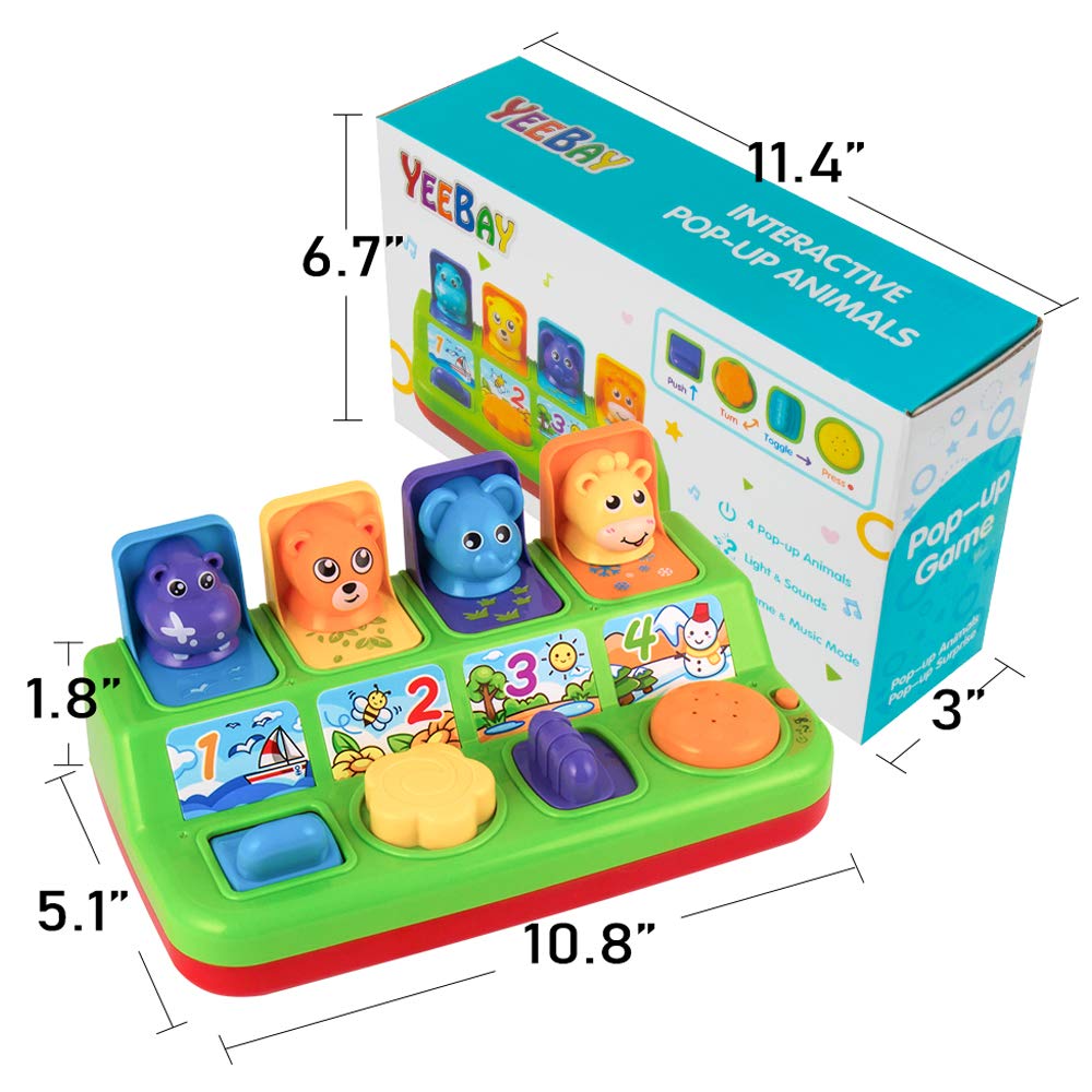 YEEBAY pop-up animals toy is travel-friendly for playdates and trips.