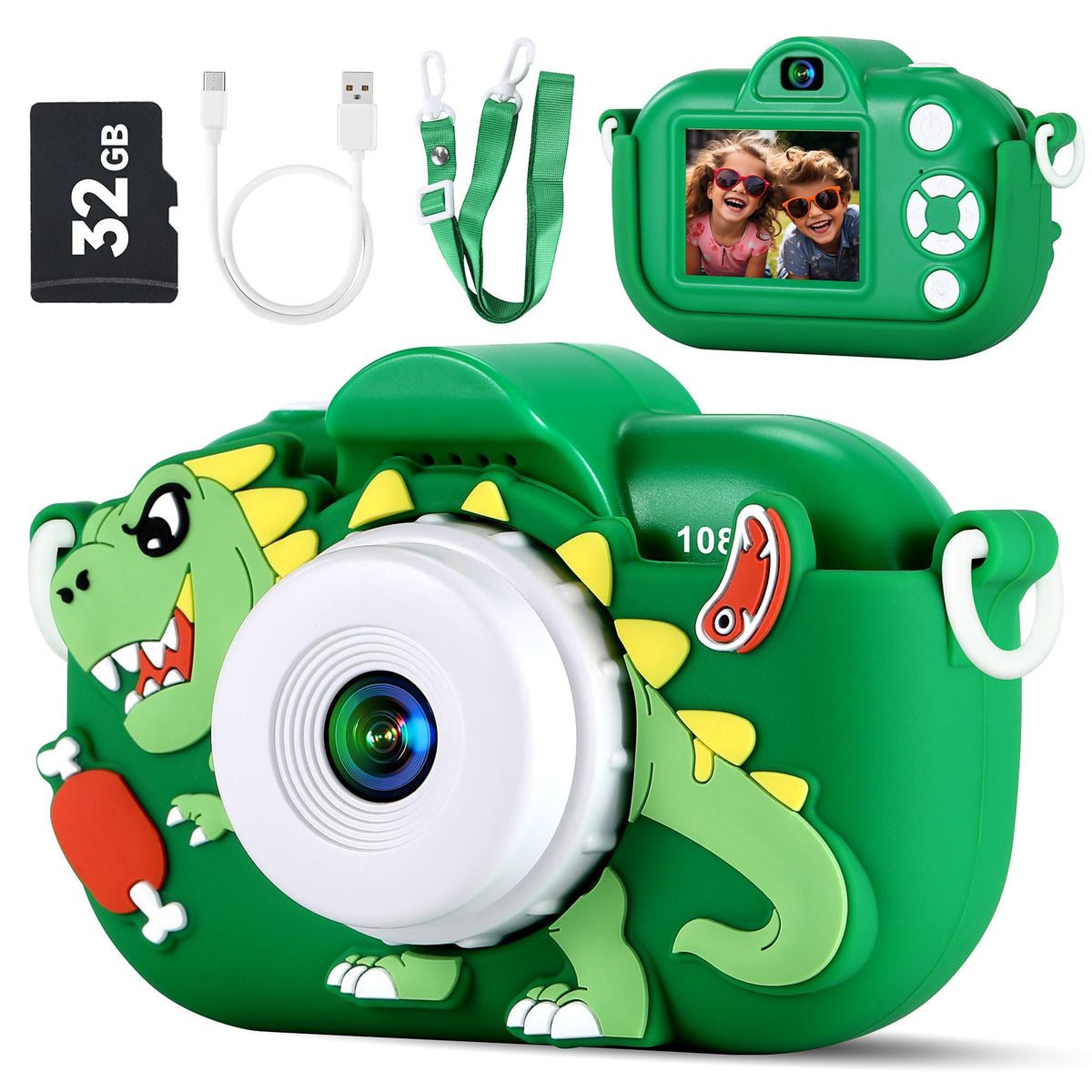 YEEHAO Kids Camera front dual-lens view for clear memories and creativity.