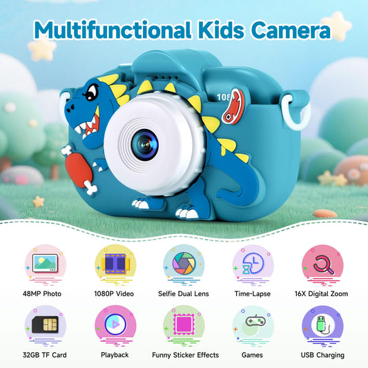 YEEHAO kids camera side view in silicone case for dropped-proof fun